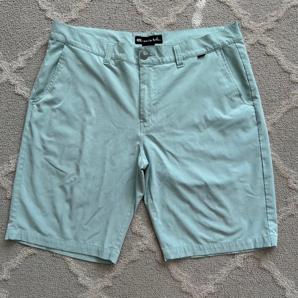 Preppy TravisMathew Beck Golf Shorts 36 Seafoam Green Stretch Casual Streetwear